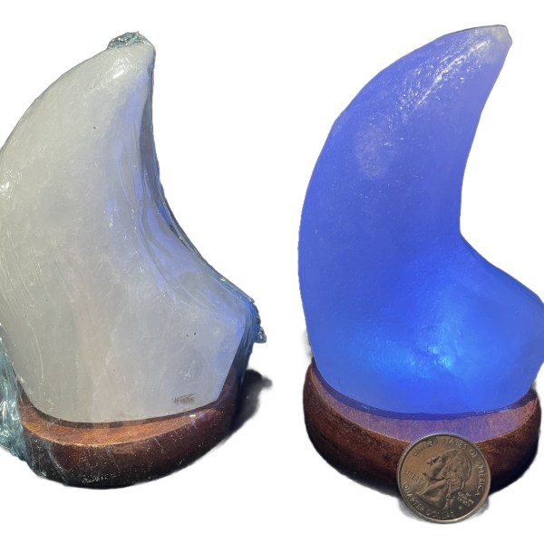 Natural White Salt Lamp, Moon Shape