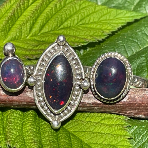 Ethiopian Black Fire Opal Ring