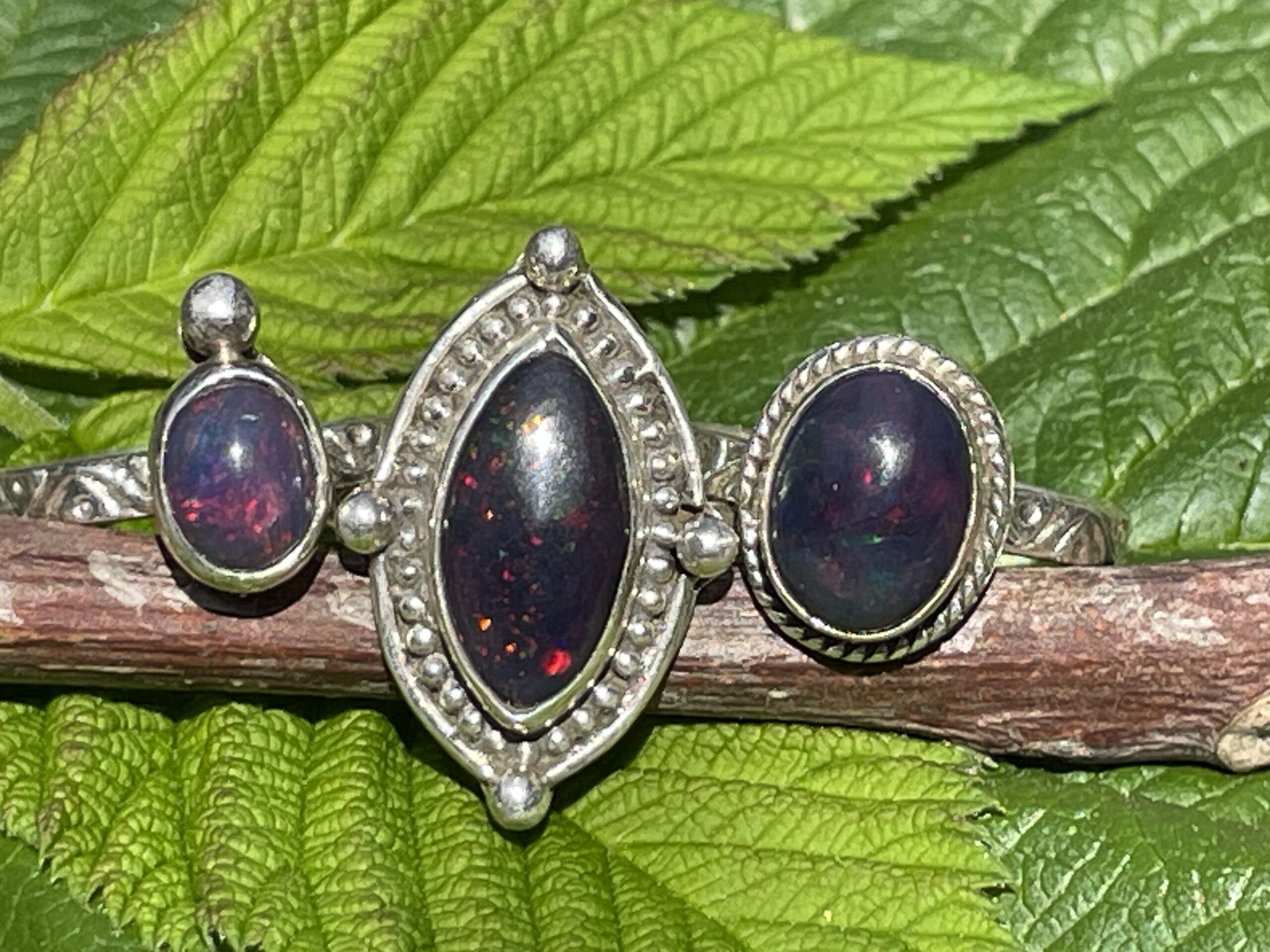 Ethiopian Black Fire Opal Ring